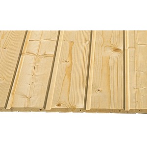 Unbehandelte Profilbretter aus Fichte/Tanne, 12,5x96x4000 mm, Nut und Feder Verbindung.