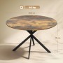 Runder HOMCOM Esstisch, rustikal-braune Holzoptik, Ø120x75 cm, schwarze Stahl-X-Beine, 40 kg Traglast.
