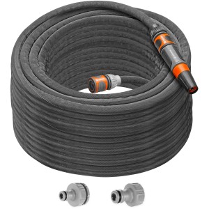 Gardena Liano™ Life 30m Gartenschlauch Set mit Spritze und Verbindern, grau.