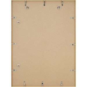 Rückseite des goldenen Kunststoff Bilderrahmens (60x80 cm) mit Aufhängungen.