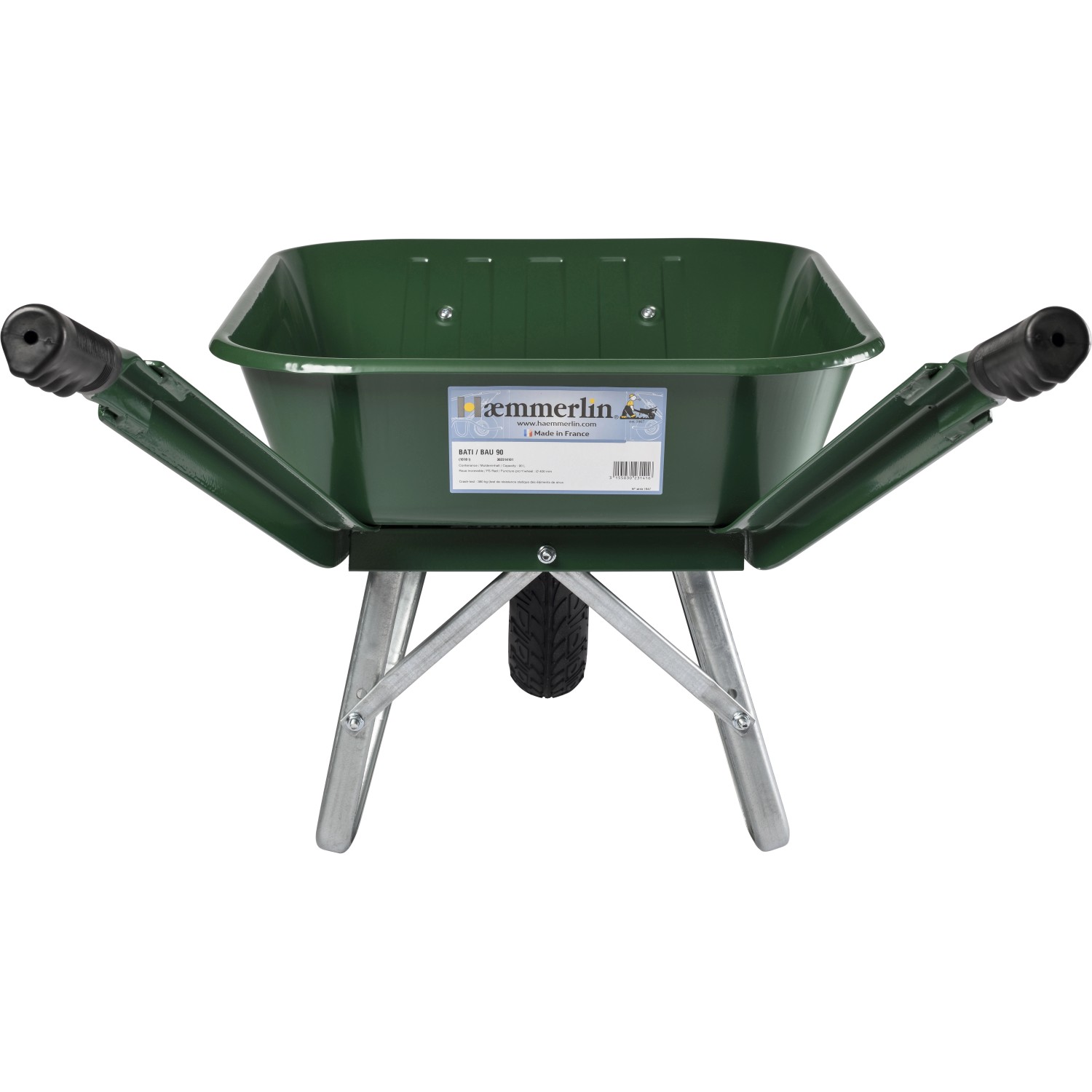 Haemmerlin Schubkarre Pro Select, 90 l, verstärkt, für Bauarbeiten und Garten.