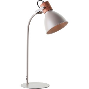Brilliant Tischleuchte Erena, 52 cm, Taupe. Design-Tischlampe mit Holzapplikation und schwenkbarem Lampenkopf.