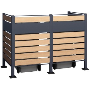 Westmann Mülltonnenbox Planum für 2 Tonnen (240 l) in Holzoptik, Metallrahmen.