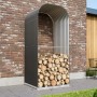 Vitavia Kaminholzregal Ardor 858 hoch Granit, gefüllt mit Holzscheiten.