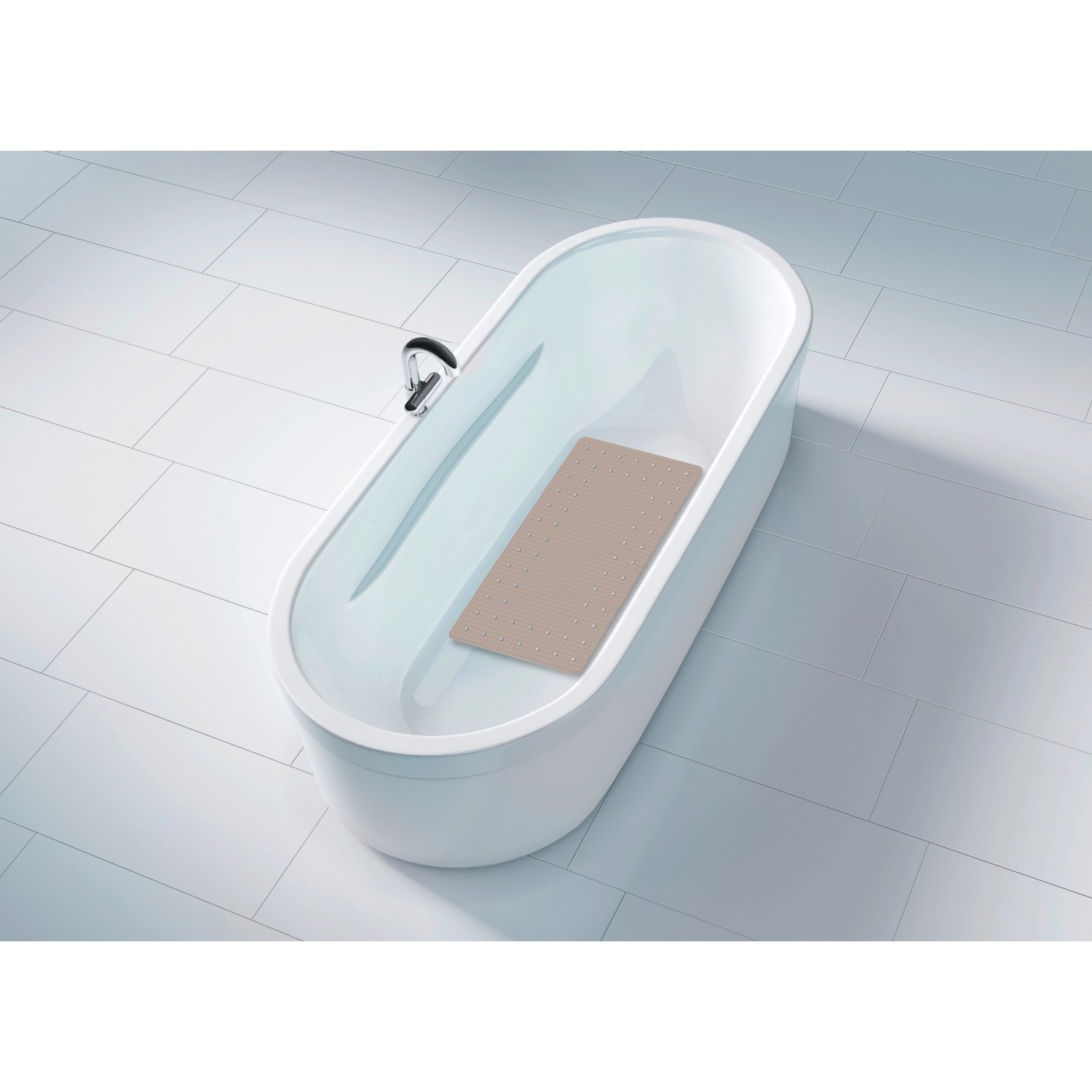 Wenko Wanneneinlage Mirasol Taupe, 69x39cm, in Badewanne. Rutschfeste Badewannenmatte für mehr Sicherheit.