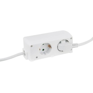 Weißer Steckdosenblock mit 6 Steckdosen und 1,4 m Kabel für den Innenbereich.
