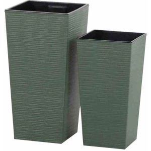 Siena Garden Pflanzsäulen Set, 2-teilig, Eco Nizza Grün, gerillte Oberfläche.