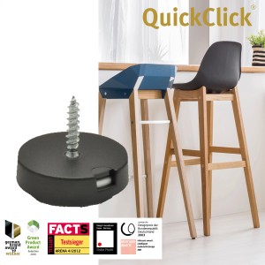 Wagner QuickClick Möbelgleiter 2in1 Duo, 12-teilig, Ø 25mm, mit Schraube. Filz- und Kunststoffgleiter für optimalen Oberflächenschutz.