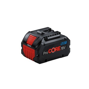 Schwarzes Bosch Professional ProCORE 18V/5,5 Akkupack mit roten Akzenten.