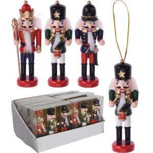 Nussknacker Holz 3er-Set zum Hängen, Weihnachtsdeko für Baum oder Adventsgesteck.