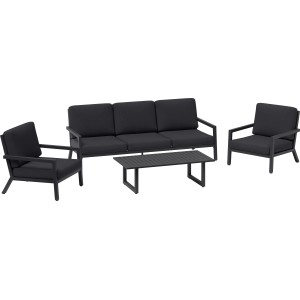 Lounge-Gruppe Springtown 4-teilig Aluminium Schwarz-Dunkelgrau
