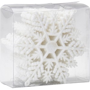 12-teiliges Schneeflocken-Set in Weiß mit Glitzer für den Weihnachtsbaum.