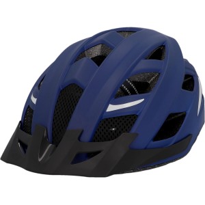 Blauer Fischer Fahrradhelm Urban Plus Boston S/M mit schwarzem Visier und Reflektoren.