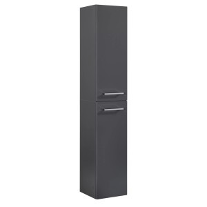 Fackelmann Bad-Hochschrank HYPE 3.0, anthrazit matt, 30 cm breit. Badezimmerschrank mit zwei Türen und Griffleisten.