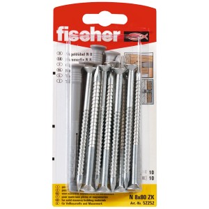 Fischer Nageldübel N 8 x 80/40 S, 10er-Pack, mit vormontierter Nagelschraube.
