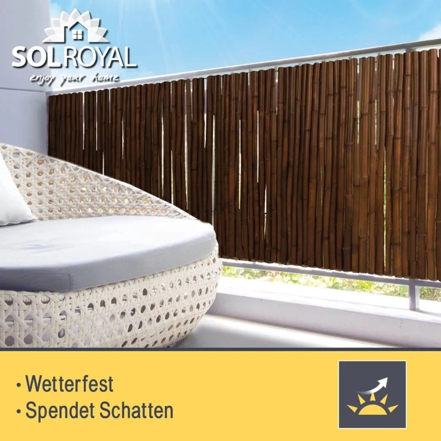 Sol Royal Premium Bambus Sichtschutz Zaun 80x250cm B23 Dunkelbraun  2-3cm  kaufen bei OBI