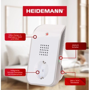 Heidemann Funkgong Set HX Curve, reinweiß mit Steckdosenanschluss. Türklingel mit Kinderschutz.