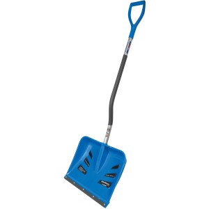 Blauer Sonneck Schneeschieber Snowmaster Evo mit D-Griff und Alu-Stiel.