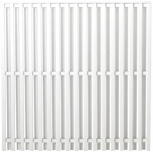 Weißer Sichtschutzzaun Nagano aus Nadelholz, 180x180 cm, mit senkrechten Leisten für Privatsphäre im Garten.