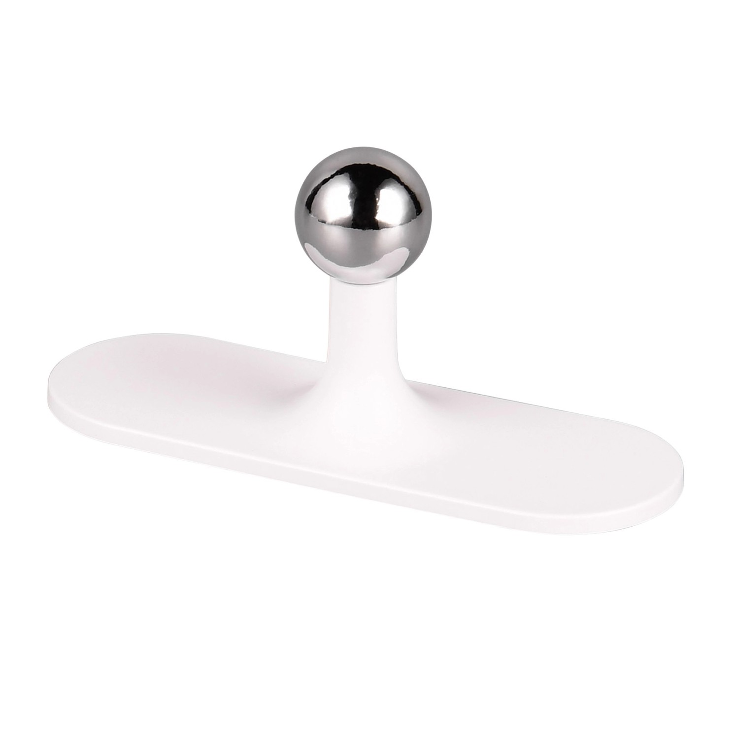 Weiße Reality LED-Tischleuchte Maxima mit rundem, silberfarbenem Leuchtenkopf.