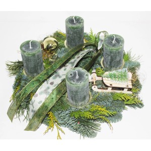 Adventskranz Mixgrün inkl. 4 Kerzen 35 cm Waldgrün