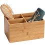 Wenko Bambus Box Terra mit 4 Fächern, braune Aufbewahrungsbox aus Bambus für Bad und Haushalt.