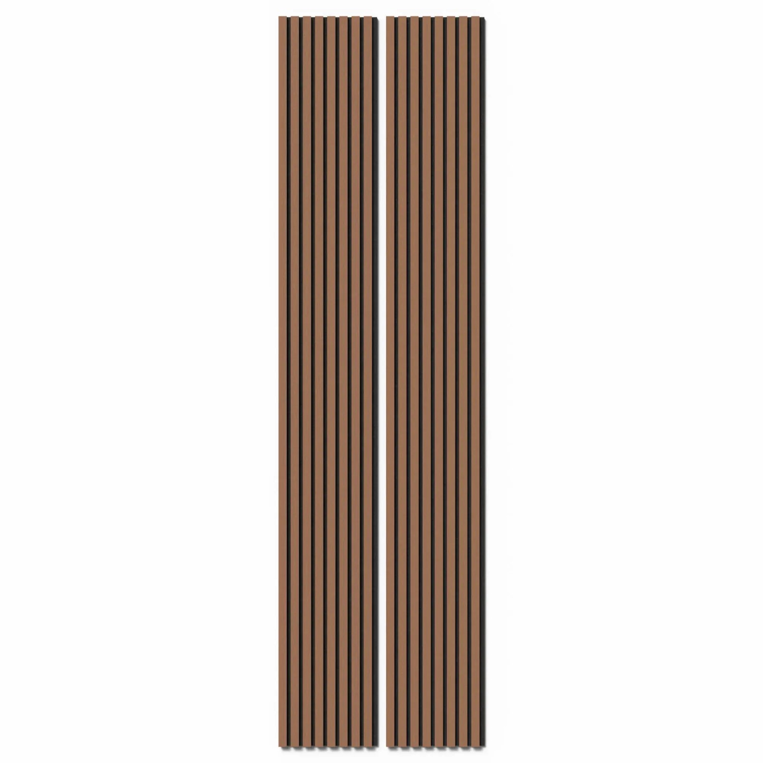 2 Akustikpaneele Mahagoni, MDF mit schwarzem Filz, 32x240cm, zur Wand- und Deckenverkleidung.