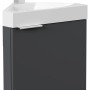 Posseik Eckbadmöbel Delta Slimline, Grafit, mit Waschbecken und Armatur. Ideal für kleine Bäder.