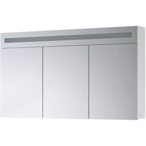 Sanotechnik Spiegelschrank, 120 cm, weiß, mit 3 Türen und Softclose, inklusive Beleuchtung.