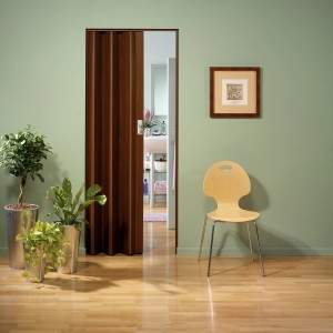 Falttür Spacy Palisander, 84x205 cm, im Wohnraum mit Pflanzen und Stuhl