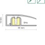 Profilzeichnung: Silbernes Abschlussprofil combi-fix 02 aus Aluminium, 30x12x930 mm, schraubbar.