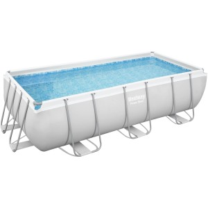 Rechteckiger Bestway Stahlrahmenpool Power Steel, 404x201x100 cm, mit grauer Poolfolie und Stahlrahmen.