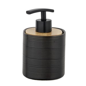 Schöner Wohnen Seifenspender Zena, Keramik mit Struktur und Bambus, ca. 400ml
