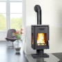 Wamsler Trion Kaminofen, Stahl grau, 8 kW, mit Scheibe und Vermiculite-Auskleidung. Moderner Küchenofen.