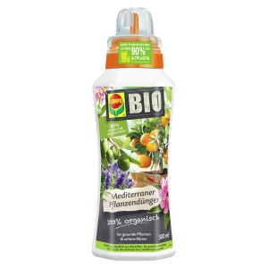 Compo Bio-Pflanzendünger Mediterran, 500ml Flasche für mediterrane Pflanzen.