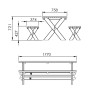 Technische Zeichnung: Axi Picknicktisch Celine mit Bänken, Maße und Details der Bierzeltgarnitur.