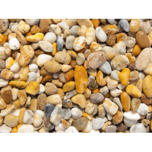 Bunte Flusskiesel, 16-32 mm, im 25 kg Sack. Zierkies für Garten und Landschaft.