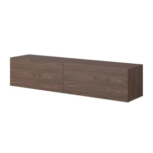 Selsey TV-Hängeboard Bisira 140 cm in Nussbaum Holzoptik. Modernes, griffloses TV-Möbel mit 2 Klapptüren.
