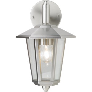 Moderne Außenwandleuchte Magione aus Edelstahl mit klaren Glasscheiben.