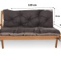 Schwarzes Setgarden Outdoor Kissen für 2-Sitzer Bänke, 120x50x40cm, mit Sitz- und Rückenpolster. Ideal für Gartenbänke.