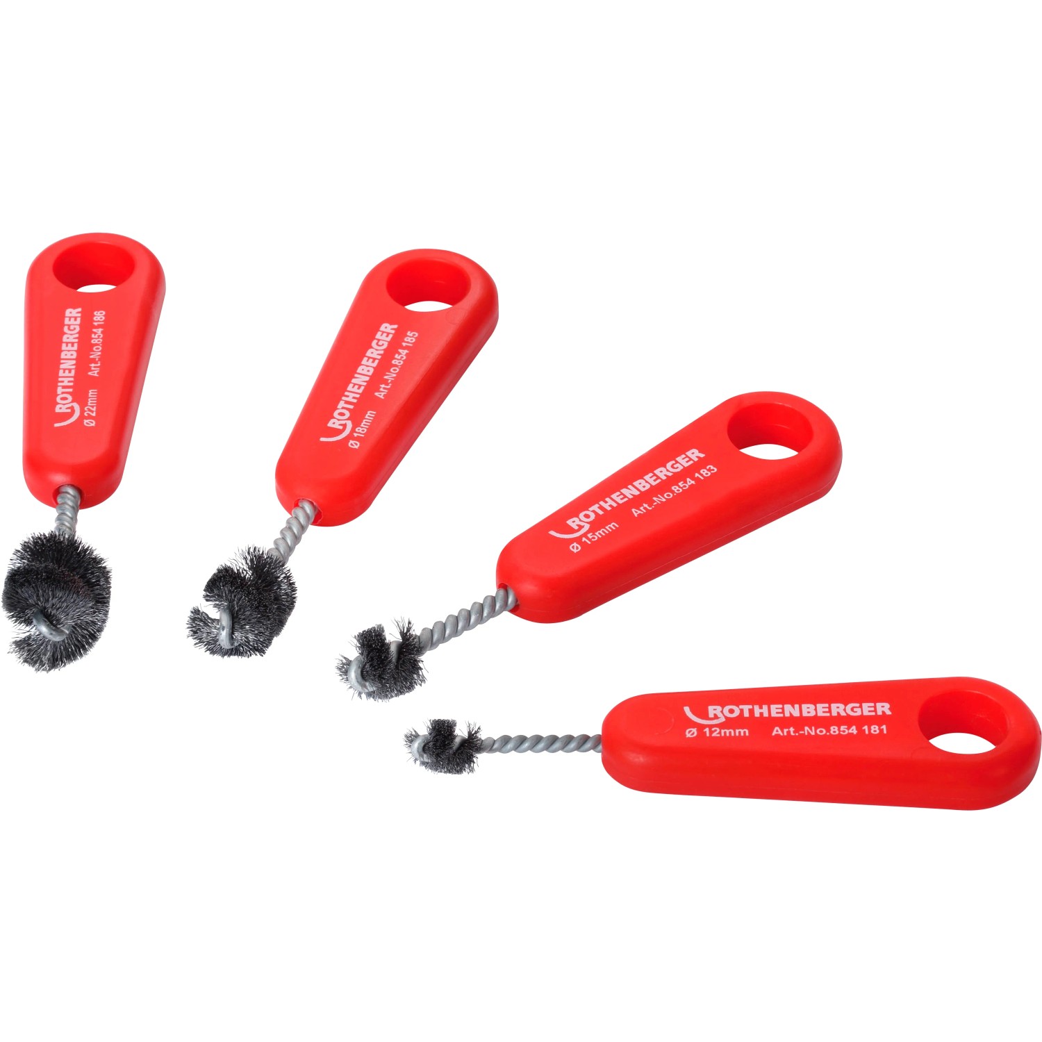 Rothenberger Kupferrohr-Innenbürsten Set, verschiedene Größen zum Reinigen von Kupferrohren.