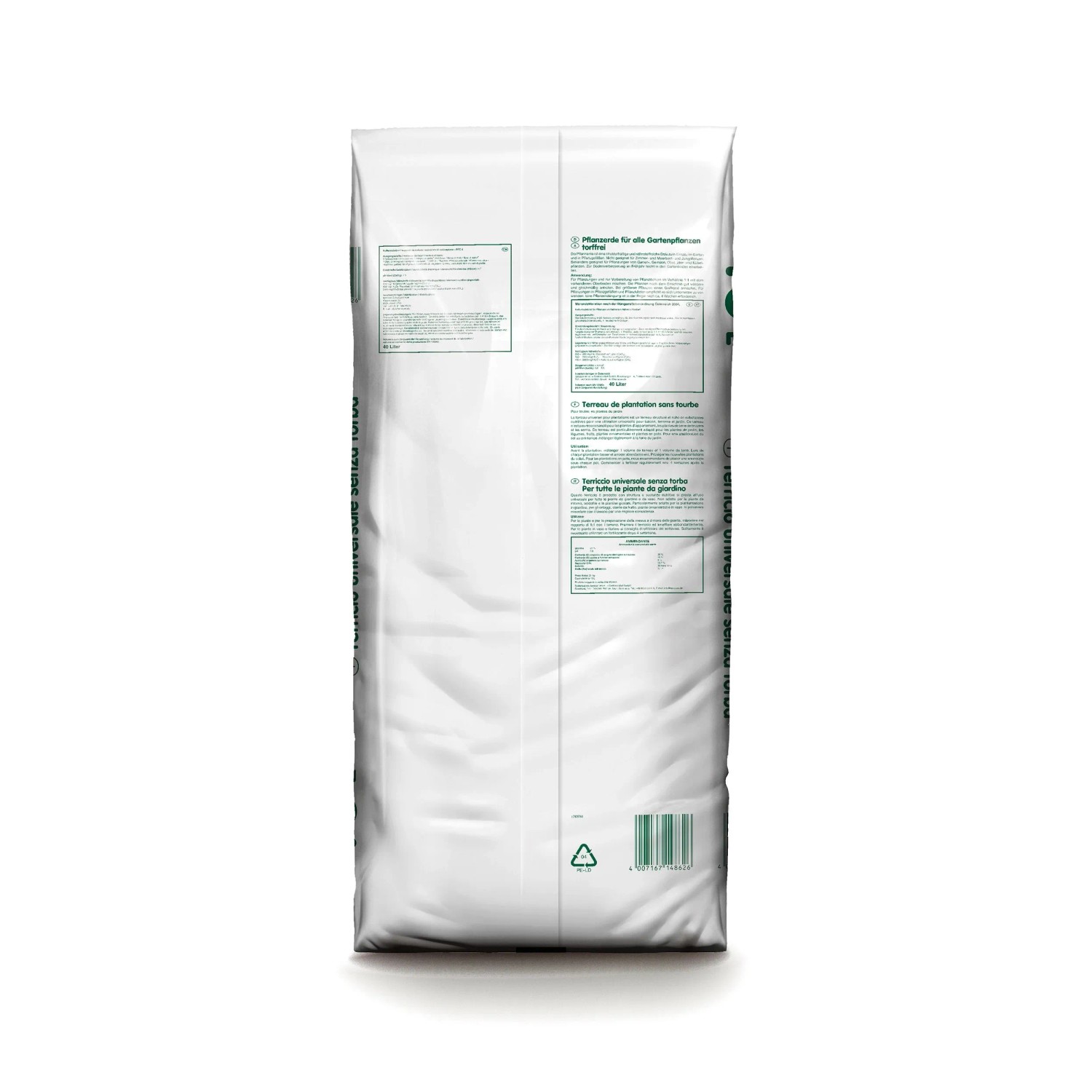 Sack Universal-Pflanzerde, torffrei, 40 Liter. Geeignet für Garten- und Kübelpflanzen.
