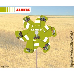 Grüne Happy People Windmühle Claas, 15 cm, mit Traktor-Motiven. Geschenkidee für Kinder.