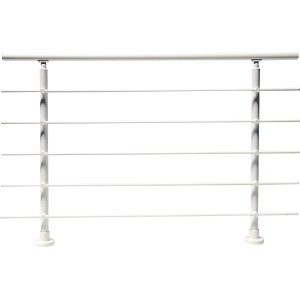 Weißes Aluminium Geländerset mit waagerechten Rundstäben für Balkon oder Treppe.