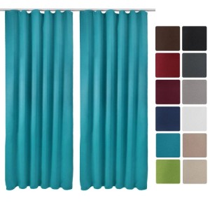 Türkisfarbene Beautissu Blackout Vorhänge Amelie, 2er Set, 140x245cm mit Kräuselband.