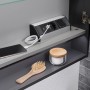 Detailaufnahme: Fackelmann Luna Spiegelschrank Anthrazit (80cm) mit Steckdose, Ablage und Utensilien.
