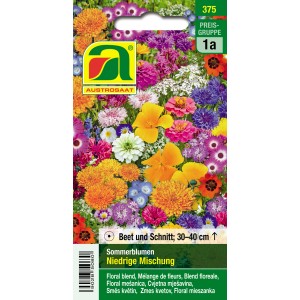 Austrosaat Sommerblumen Niedrige Mischung Saatgut mit bunten Blüten.