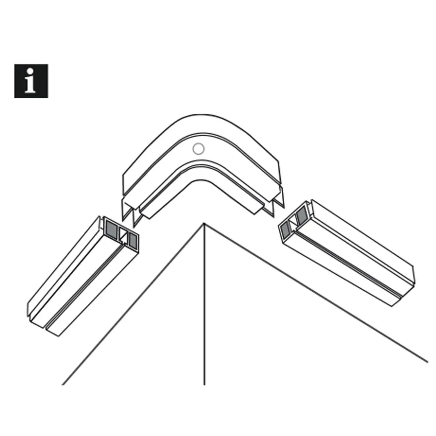 Gardinia Rundbogen GE1, 90° Winkel, weiß, zur Verlängerung von 1-läufigen Gardinenschienen.