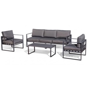 Jet-Line Gartenmöbel Lounge-Set Kreta II Anthrazit mit Aluminiumrahmen
