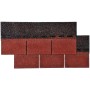 Rote Bitumen-Rechteckschindel zur Dacheindeckung, 2 m²/Paket.